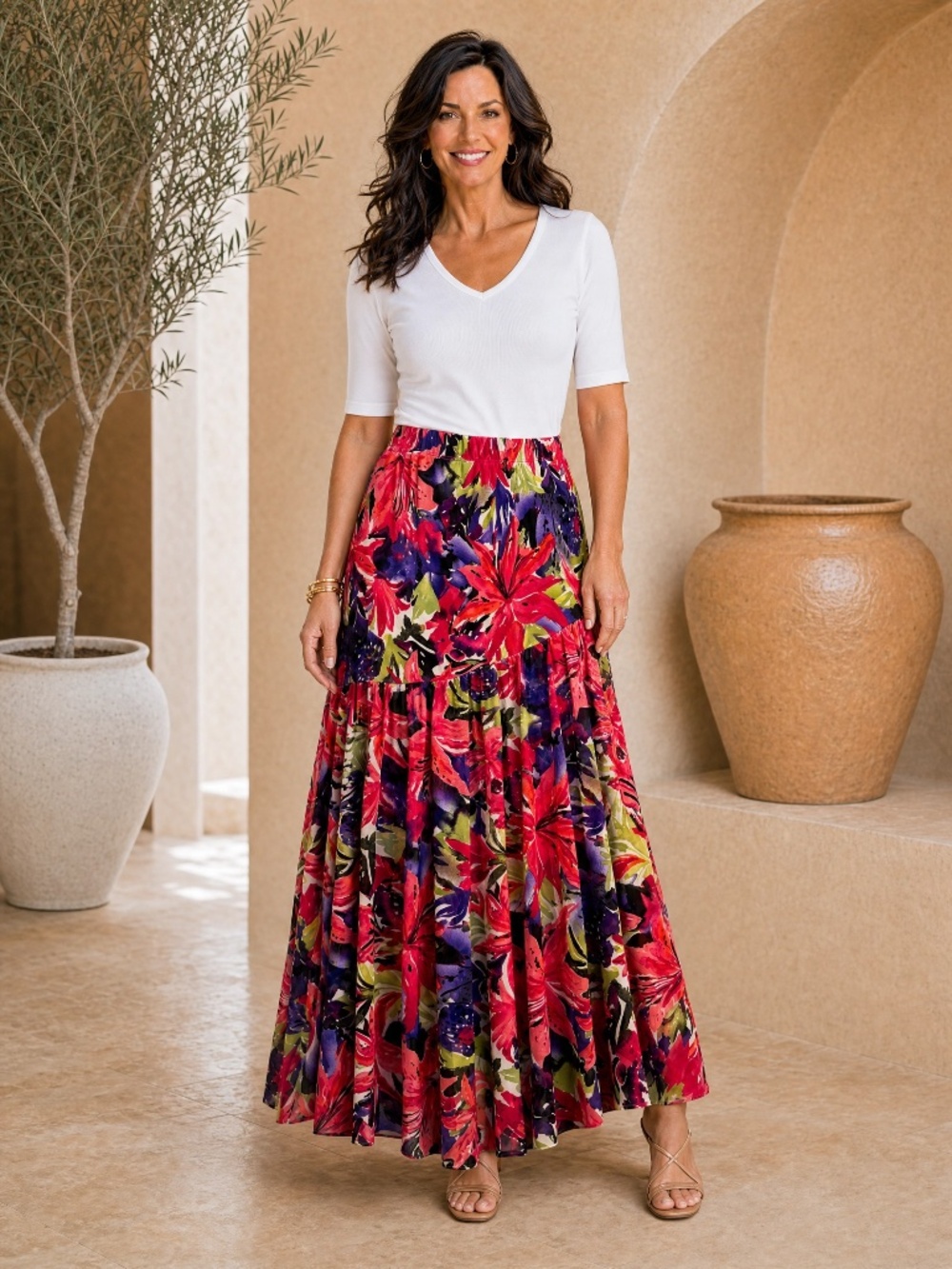 Antthony Originals Floral Mesh Overlay Skirt Medium Layered Pull-On NWT